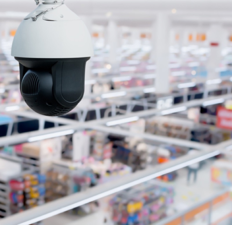 Commercial CCTV camera installed in a retail environment